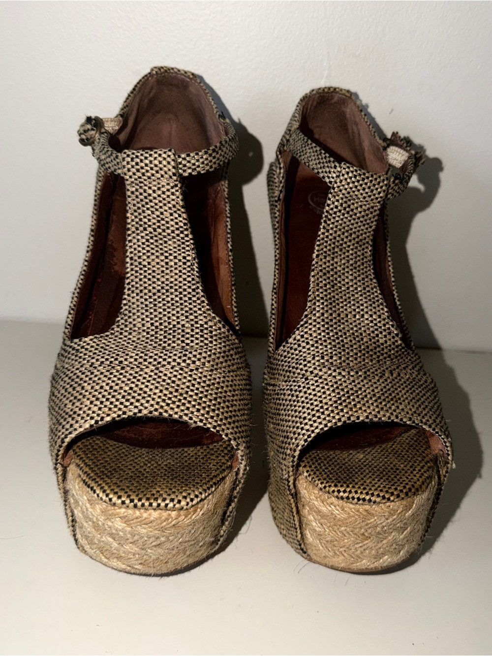 Jeffrey Campbell Woven Espadrille Platform Sandals - Neutral. Sz 8.5